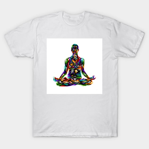 Yoga lotus position man digital illustration T-Shirt by Razym